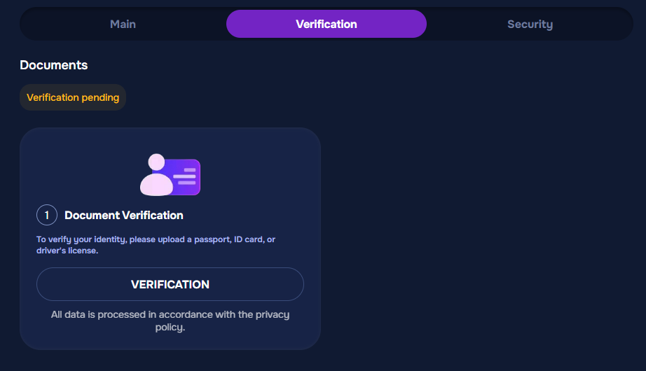 Wizardo casino KYC verification upload ID passport license.